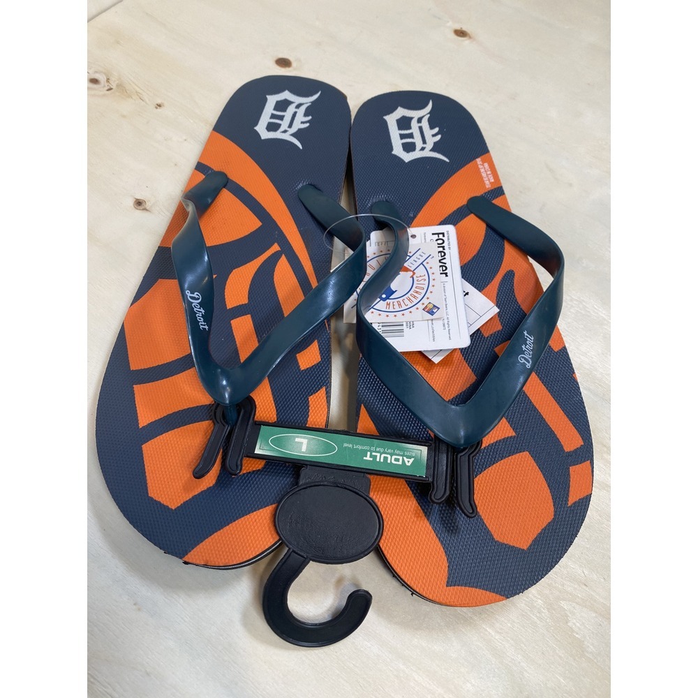 Detroit Tigers MLB Baseball‎ Flip Flops Sandals Blue Orange New Mens Large 9-10